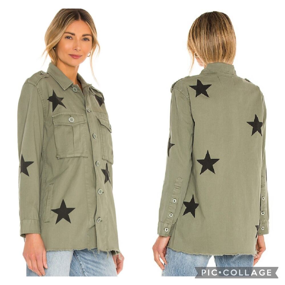 Pistola Camilo Jacket Army Green Star Print Size Medium - Picture 1 of 7